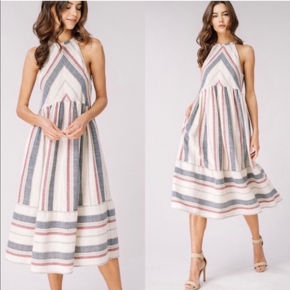 Striped Woven Halter Dress
